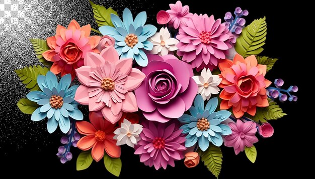 PSD bouquet de fleurs en 3d png transparent