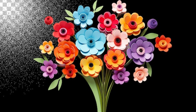 PSD bouquet de fleurs en 3d png transparent