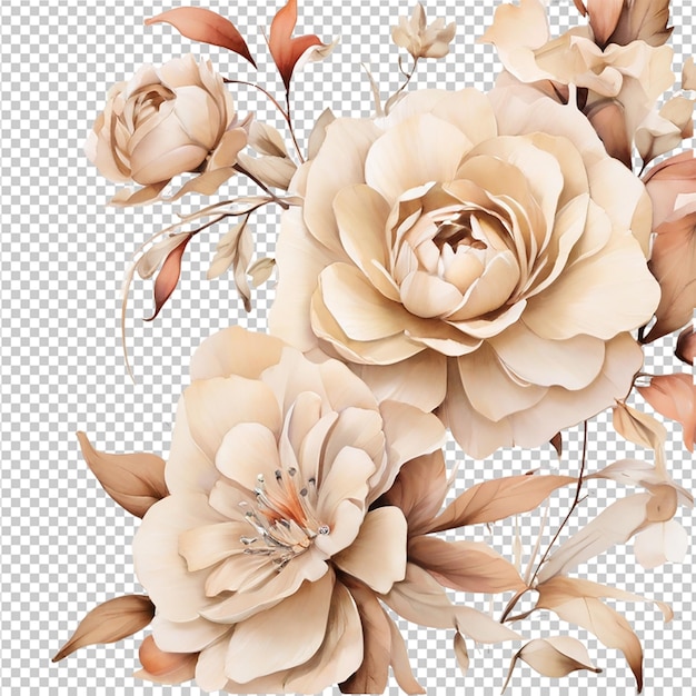 PSD bouquet de fleurs à l'aquarelle design de carte de mariage