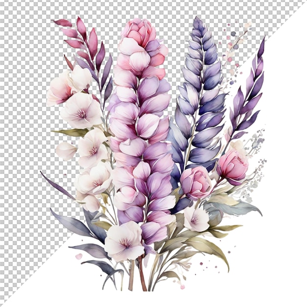 PSD bouquet de fleurs à l'aquarelle