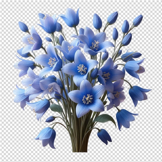 PSD un bouquet de fleurs bleues est montré dans une photo