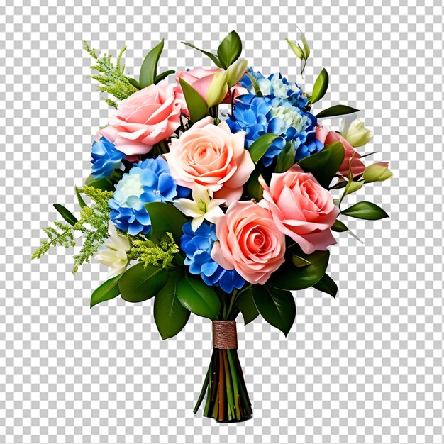 PSD bouquet de fleurs dans un vase isolé sur fond blanc