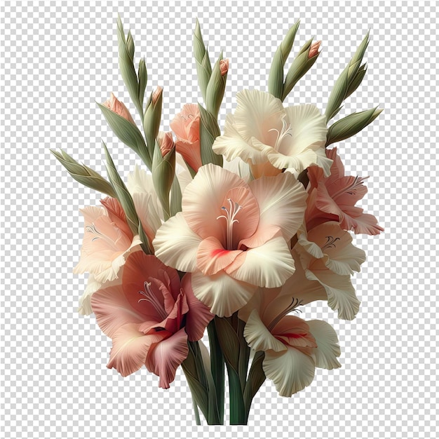 PSD un bouquet de fleurs sur un fond blanc