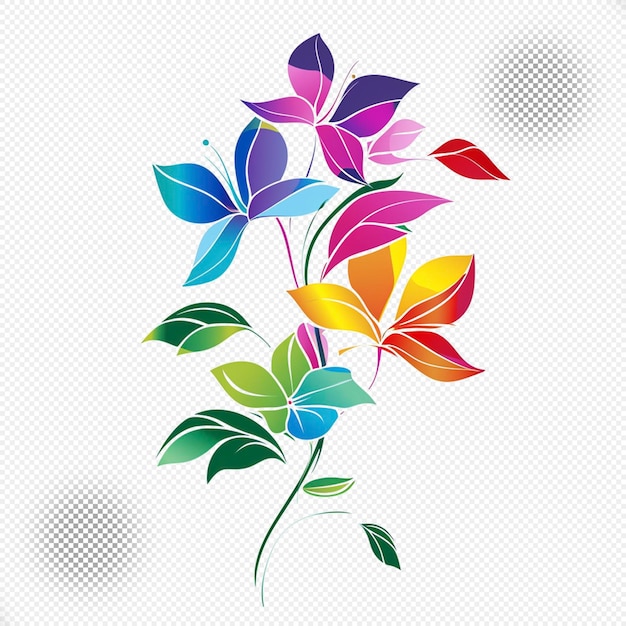 PSD bouquet de fleurs fraîches illustration colorée fond transparent