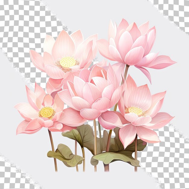 PSD bouquet de fleurs de lotus roses sur un fond transparent