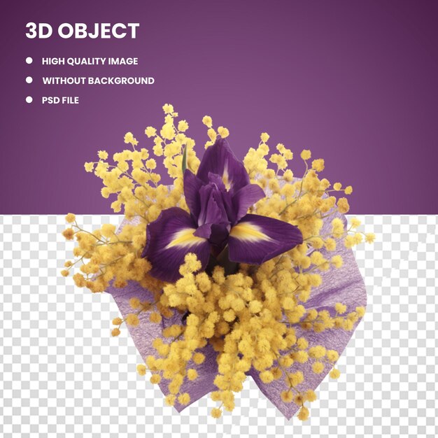 PSD bouquet de fleurs de mimose de couleur violette