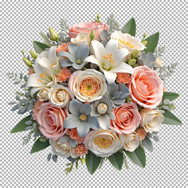 PSD un bouquet de fleurs avec les mots 