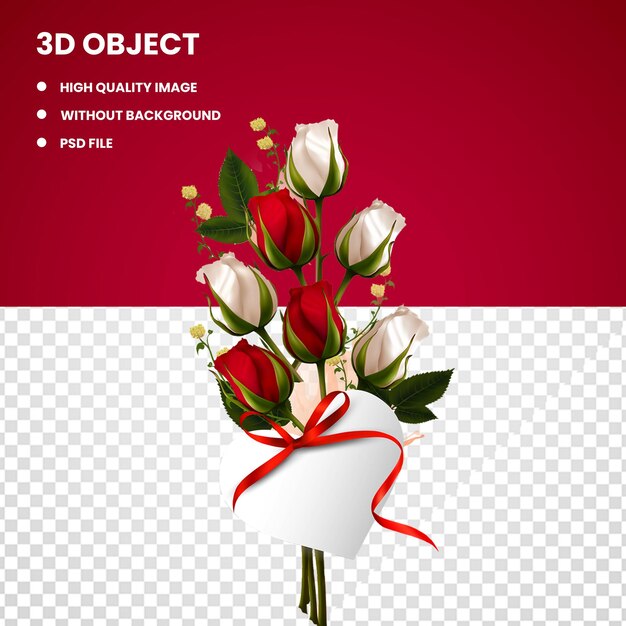 PSD bouquet de fleurs pour la fête de la saint-valentin