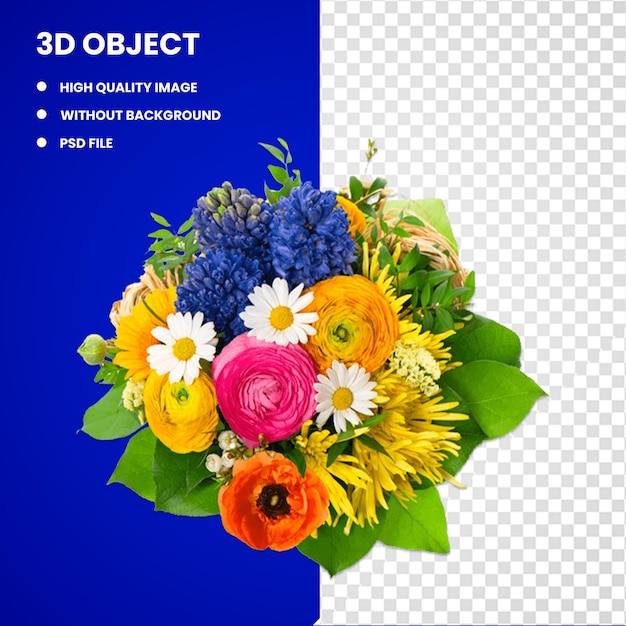 Bouquet de fleurs rond de 3d