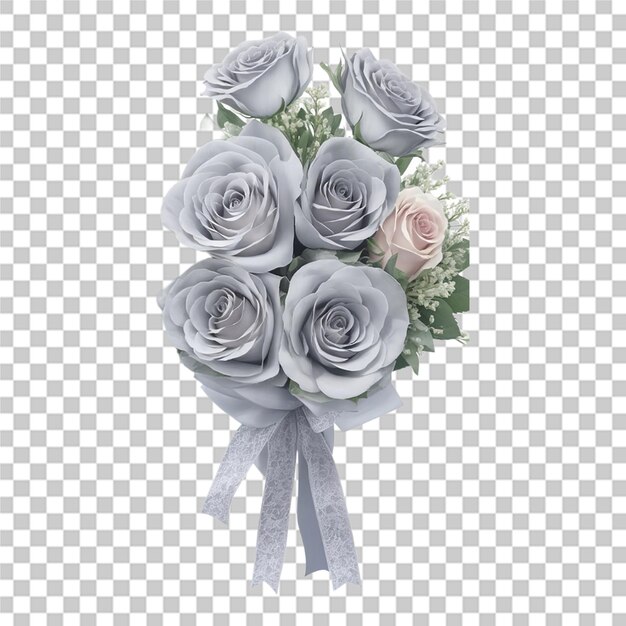 PSD bouquet de fleurs de rose avec arrangement de ruban design de beauté élégant fond transparent isolé