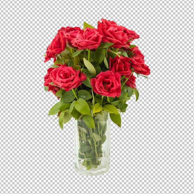 PSD bouquet de fleurs de rose rendu isolé