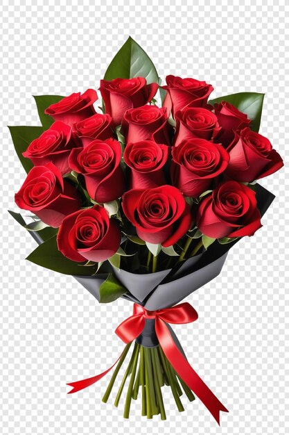 Bouquet De Fleurs De Roses Rouges Isolé Sur Fond Transparent Psd Premium