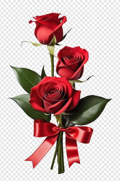 PSD bouquet de fleurs de roses rouges isolé sur fond transparent psd premium