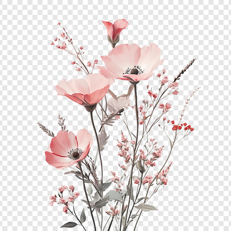 PSD bouquet de fleurs roses