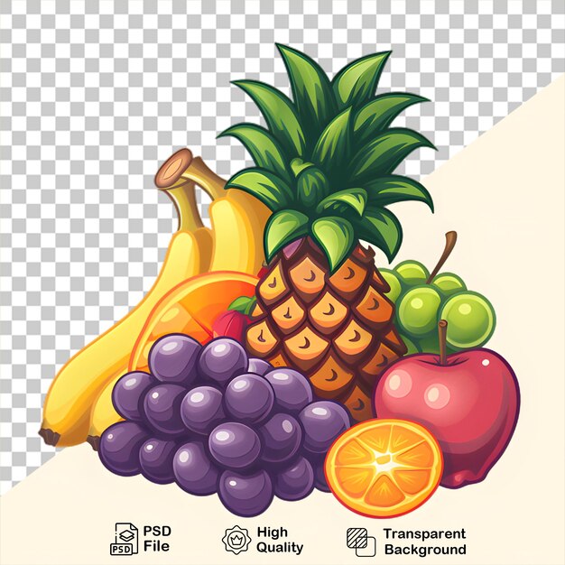 PSD un bouquet de fruits sur un fond transparent avec un fichier png