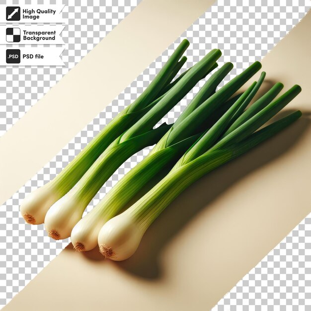 PSD bouquet d'oignons verts frais sur un fond transparent