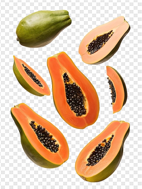 PSD un bouquet de papayes mûres et la moitié