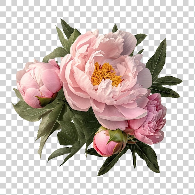 PSD un bouquet de pivoines sur fond transparent png clipart