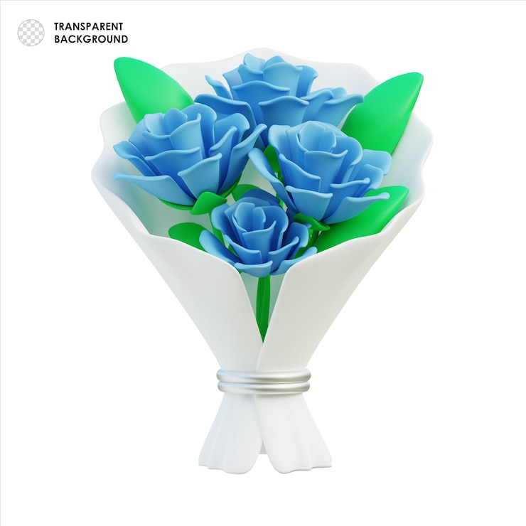 PSD bouquet de rosas azules elegantes en 3d