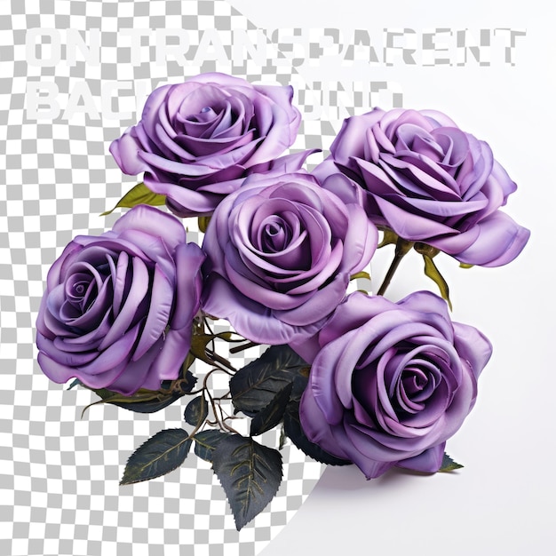PSD bouquet de roses violettes sur un fond transparent