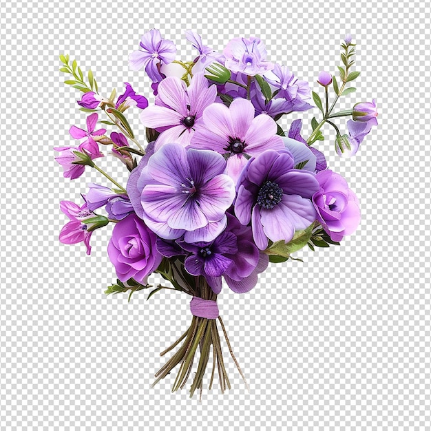 Bouquet roxo elegante isolado em fundo transparente png