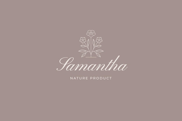 Bouquet rustique de fleurs de prairie naturelles logo de design décoratif minimaliste dessiné à la main
