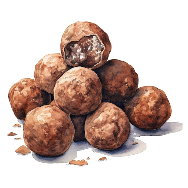 PSD bourbon balls foods illustration aquarellstil ai generiert