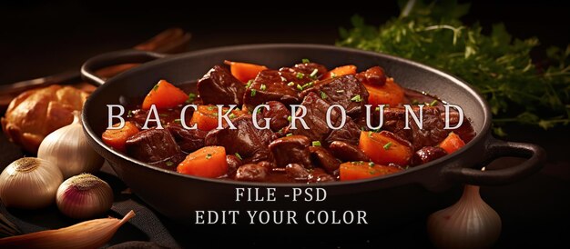 PSD bourguignon de bœuf et fond de l'affiche