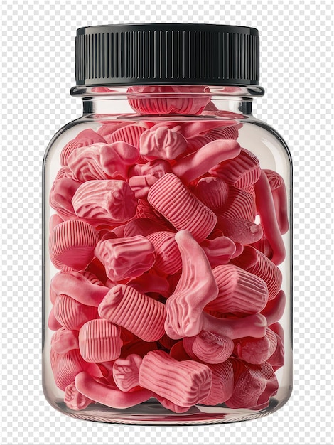 PSD une bouteille de bonbons rouges avec un bouchon noir