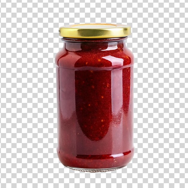 Bouteille De Confiture Rouge Isolée Sur Un Fond Transparent