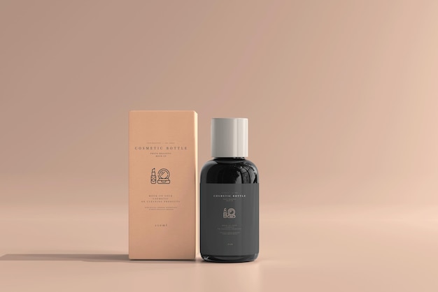 Bouteille cosmétique avec maquette de boîte