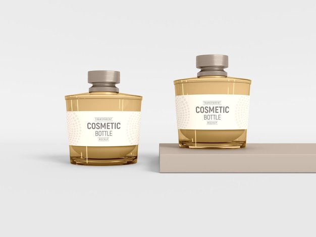 Bouteille Cosmétique Transparente Avec Maquette De Boîte