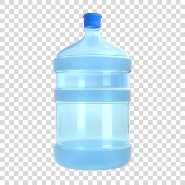 Bouteille d'eau en plastique bleue de 19 litres ou 5 gallons ou récipient isolé sur fond blanc rendu 3D
