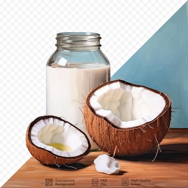 Une Bouteille D'huile De Coco à Côté D'une Bouteille D'huile De Coco.