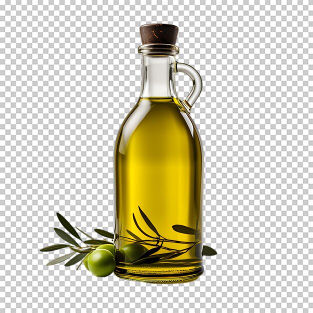 PSD bouteille d'huile d'olive isolée sur fond transparent