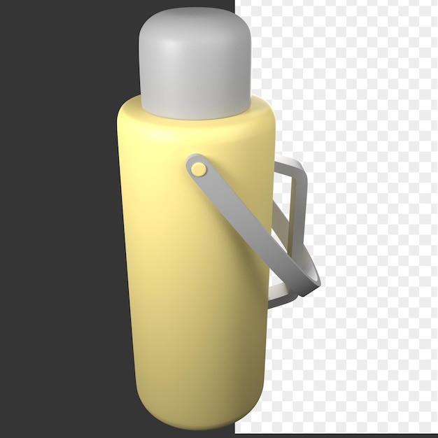 PSD une bouteille jaune avec une anse blanche et un bouchon gris.