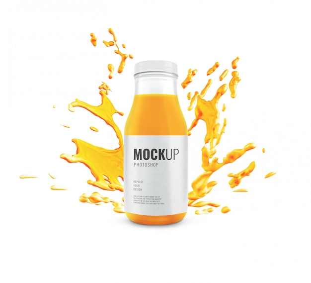 Bouteille de jus d'orange éclaboussant