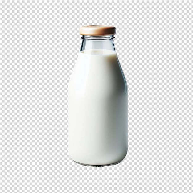 PSD une bouteille de lait avec un bouchon en or