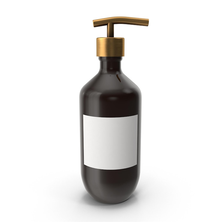 PSD une bouteille de liquide noir avec un carré blanc sur le dessus