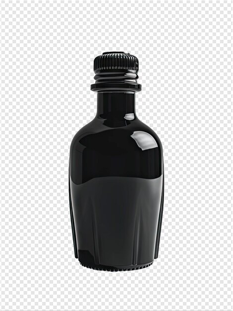 PSD une bouteille de liquide noir avec un couvercle noir qui dit 