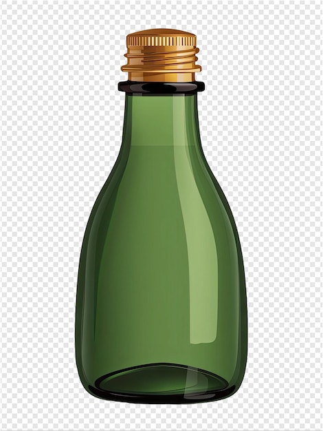 PSD une bouteille de liquide vert avec un bouchon en or