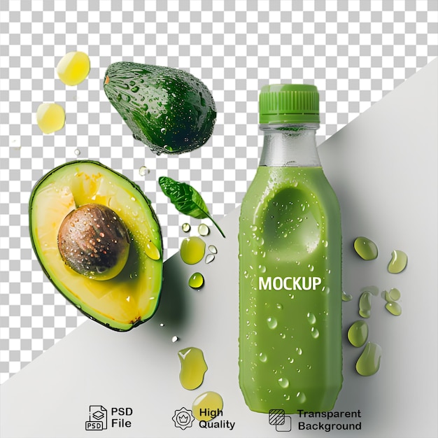 Une Bouteille De Mock-up De Jus D'avocat Vert Sur Un Fond Transparent