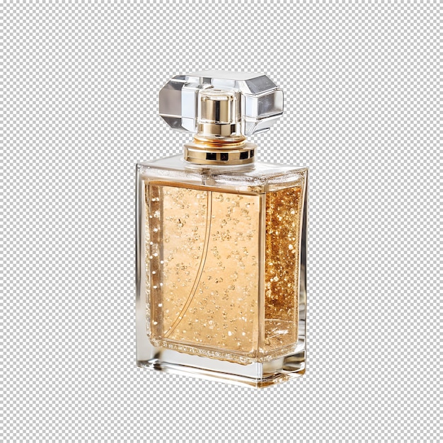 bouteille de parfum luxueuse sur fond transparent