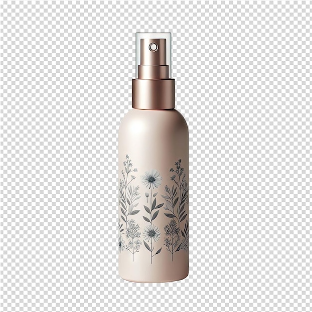 PSD une bouteille de parfum avec un motif floral bleu