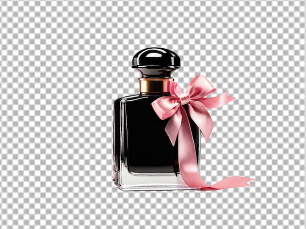 PSD bouteille de parfum en verre noir isolée sur un fond transparent