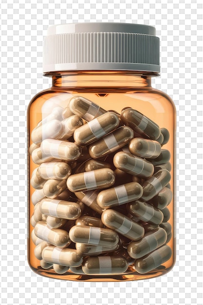 PSD une bouteille de pilules avec un bouchon blanc dessus