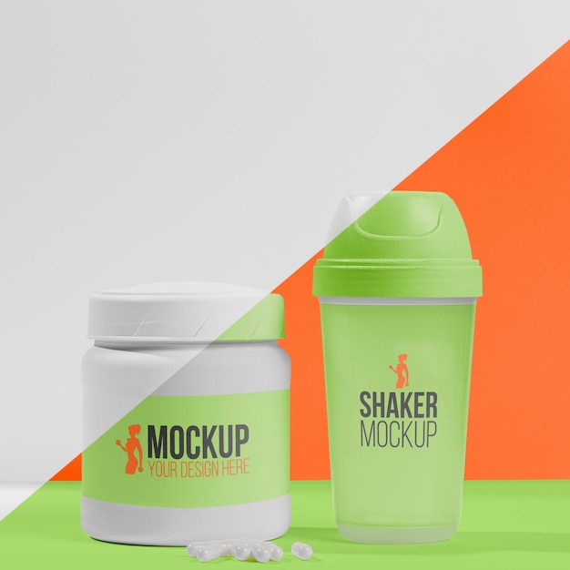 Bouteille de protéines et shaker pour gym