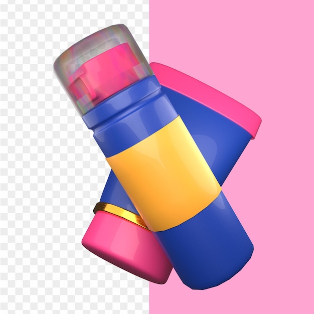 Une Bouteille Rose Et Bleue Avec Une Bouteille Rose Et Bleue Sur Fond Rose