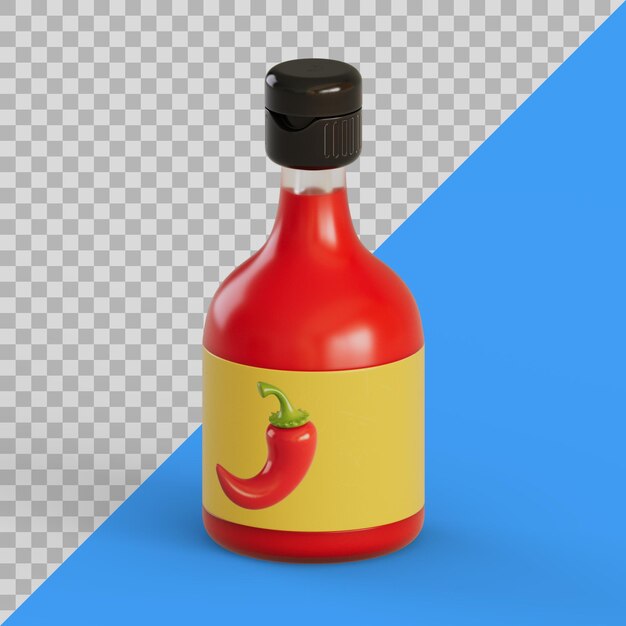 Bouteille De Sauce Piquante Stylisée 3d