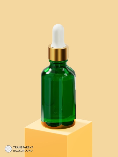 Bouteille de sérum cosmétique sur l'illustration du podium 3d